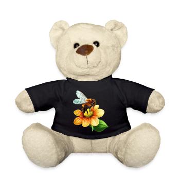 Honey bee at work: bloom pollination design - Teddy Bear - black - Front