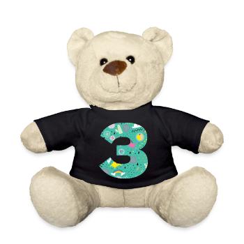 Personalisierte Geburtstagsnummer 3 - Teddy - Schwarz - Vorne