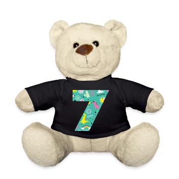 Numéro 7 anniversaire personnalisé - Nounours - noir - Devant
