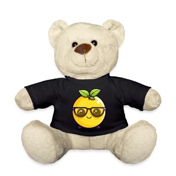 Kawaii Lemon with Nerd Glasses - Cute Design - Teddy Bear - black - Front