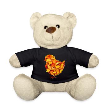 Autumn colorful leaves chicks - Teddy Bear - black - Front