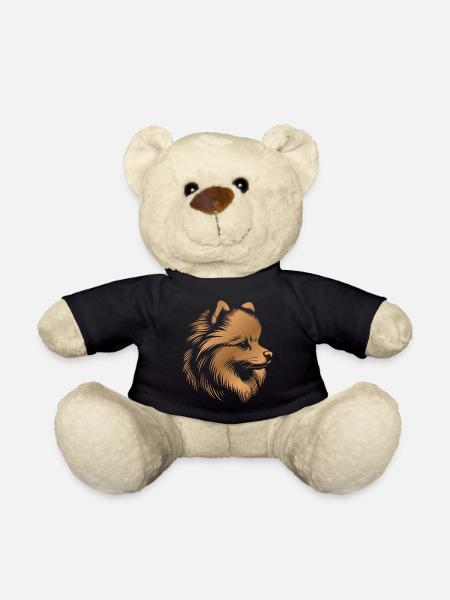 Pomeranian, Zwergspitz, Hundekopf Zeichnung bronze - Teddy - Schwarz