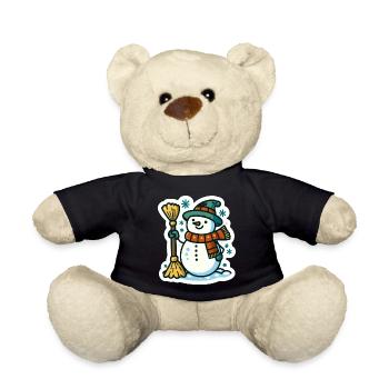Schneemann mit Besen Ein charmantes Wintersaison-Design - Teddy - Schwarz - Vorne