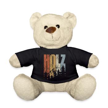 Holz - Wald - Brennholz - Schreiner Spruch - Teddy - Schwarz - Vorne