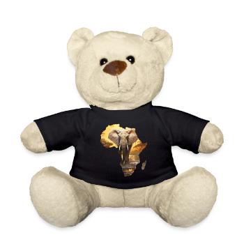 Africa Map Continent Outline Elephant Sun - Teddy Bear - black - Front