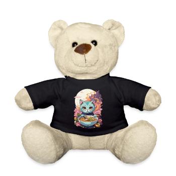 Ramen Katze Kawaii Anime Japan Food Design - Teddy - Schwarz - Vorne