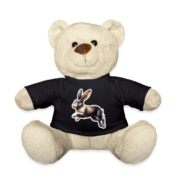 Hase im Sprung Druck - Teddy - Schwarz - Vorne