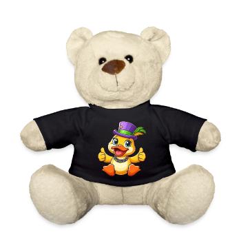 Mardi Gras Duck: Thumbs Up - Teddy Bear - black - Front