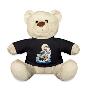 Japon Sushi Ukiyo-E Wave Streetwear Food Design - Nounours - noir - Devant