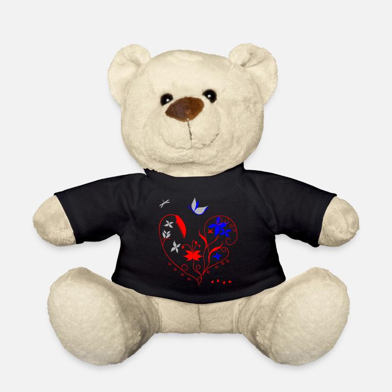 Herz mit Ornamenten - Teddy - Schwarz