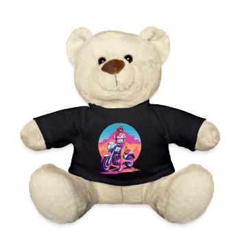 Design esthétique rétro Vaporwave Biker - Nounours - noir - Devant