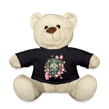 exotisches afrikanisches Krabbeltier mit Magnolien - Teddy - Schwarz - Vorne
