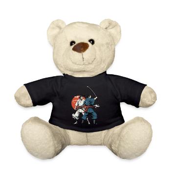 Samurai Bild Ukiyo-E Retro Vintage Design - Teddy - Schwarz - Vorne