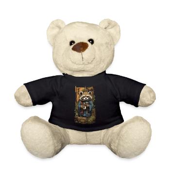Marderhund Japanischer Sake Vintage Kunst - Teddy - Schwarz - Vorne