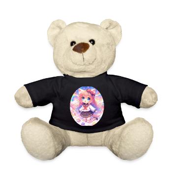 A cute anime girl in a cloud garden - Teddy Bear - black - Front