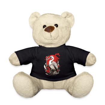 Kranich Asiatische Ästhetik Vintage Streetwear - Teddy - Schwarz - Vorne