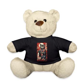 Katze Japanischer Sake Vintage Kunst - Teddy - Schwarz - Vorne