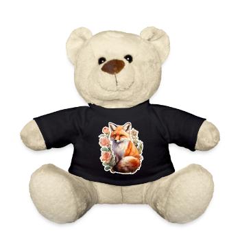 Fox among flowers - Teddy Bear - black - Front