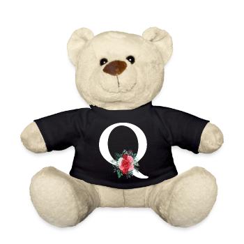 Lettre q floral rouge - Nounours - noir - Devant