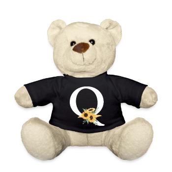 Lettre q floral tournesol - Nounours - noir - Devant
