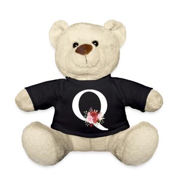 Lettre q floral rouge - Nounours - noir - Devant