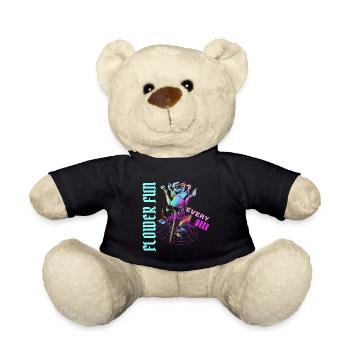 Flower Floral Garden Lover Nature Blossom Colorful - Teddy Bear - black - Front