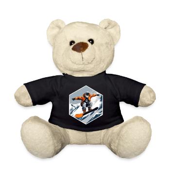 Snowboarder Old Man With Beard - Teddy Bear - black - Front