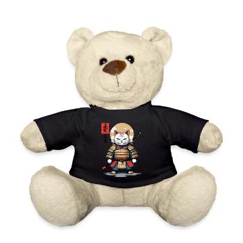 Samurai Katze Asiatischer Ukiyo-E Stil Aesthetic - Teddy - Schwarz - Vorne