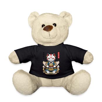 Samurai Katze in Ästhetischem Japan Style - Teddy - Schwarz - Vorne