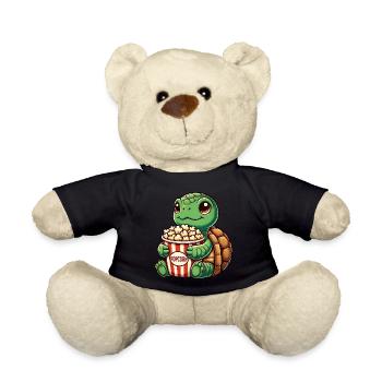 Cute Turtle Popcorn Movies Movies Cinema Fun - Teddy Bear - black - Front