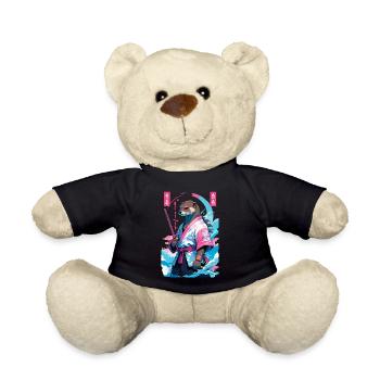 Samurai Otter Aesthetic Vaporwave Asiatischer Stil - Teddy - Schwarz - Vorne