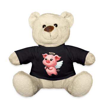 mignon cochon ange dessin animé halo ailes - Nounours - noir - Devant