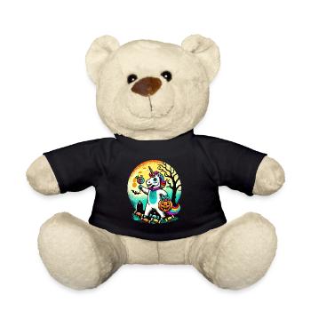 Funny Zombie Unicorn Loves Candy - Teddy Bear - black - Front