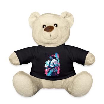 Samouraï Oni Yokai Esthétique Style Vaporwave - Nounours - noir - Devant