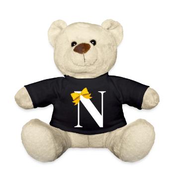 Letter n yellow bow - Teddy Bear - black - Front