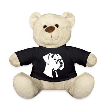 Dog Bird Boxer Silhouette Minimalist - Teddy Bear - black - Front