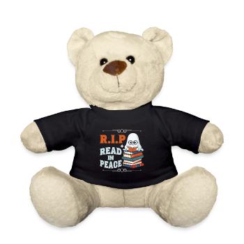 Cute Book Lover Ghost Funny Saying - Teddy Bear - black - Front