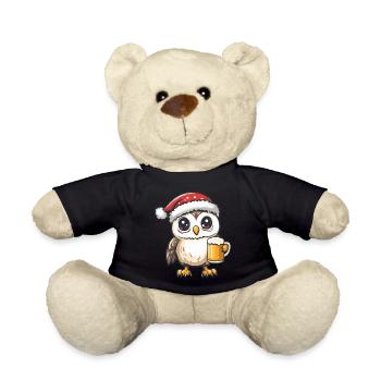 Eule Weihnachten Bier - Teddy - Schwarz - Vorne