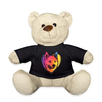 Akita Inu Dog Heart Dog Love - Teddy Bear - black - Front