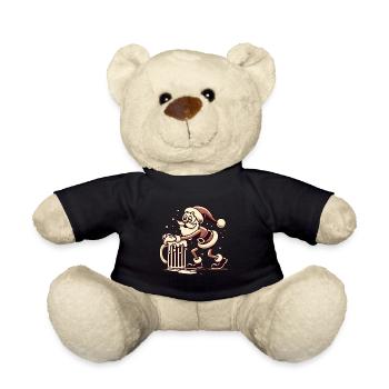 Besoffener Weihnachtsmann Mit Bierkrug - Teddy - Schwarz - Vorne