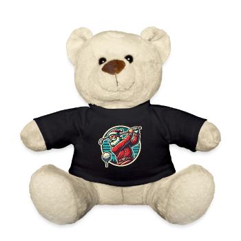 Golf Playing Santa Claus Retro Style - Teddy Bear - black - Front