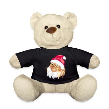 Mignon fier chat roux dans le chapeau du Père Noël - Nounours - noir - Devant
