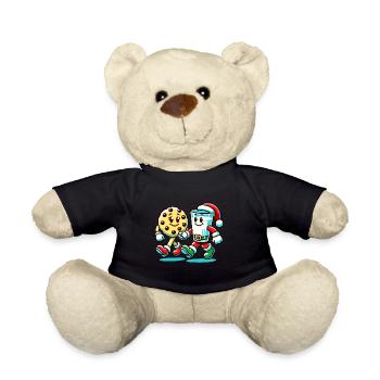 Fröhliche Weihnachtszeit Kekse Und Milch - Teddy - Schwarz - Vorne