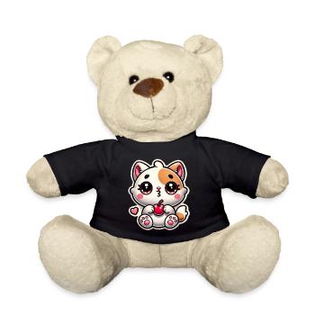 Cute Cat Dream with Cherry - Teddy Bear - black - Front