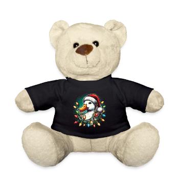 Funny duck with Christmas lights - Teddy Bear - black - Front