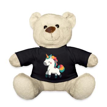Niedliches stolzes Einhorn-Design - skurrile Cartoon-Kunst - Teddy - Schwarz - Vorne