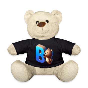 Cute bear with glowing letter B - Teddy Bear - black - Front