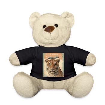 Tiger and plane - Teddy Bear - black - Front