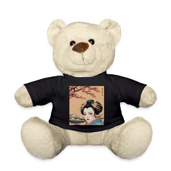 Oeuvre d’art traditionnelle japonaise de geisha - Nounours - noir - Devant