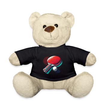 Tischtennis Retro Vintage Tischtennisschläger Stil - Teddy - Schwarz - Vorne